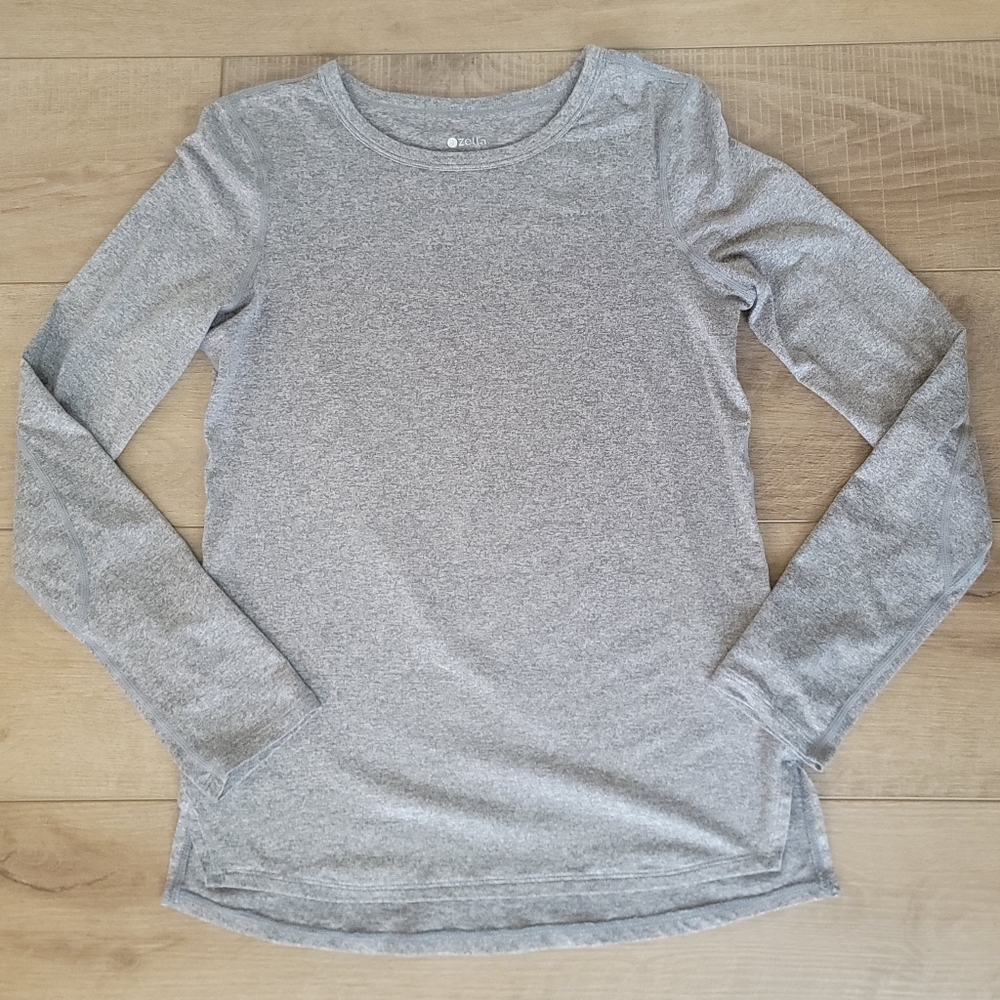 Zella XS Grey Heather Performance Long Sleeve Top Activewear Capsule